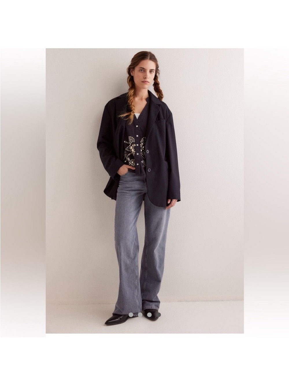 Free People Black Pearl Embellished Blouse - Picture 11 of 13